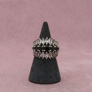 sterling silver black spinel & mamrquise-cut topaz ring size 6